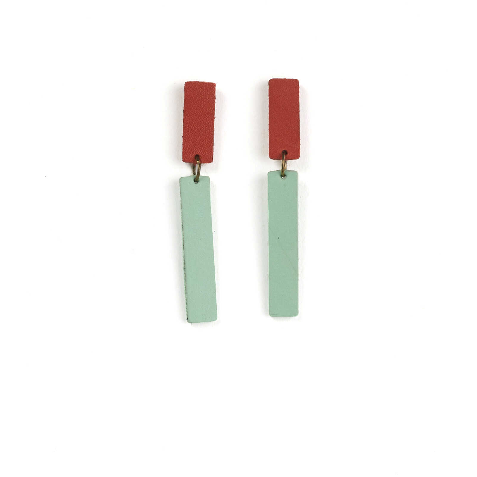 Ohrschmuck | geschmeidiges Leder | Korallrot und mint matt