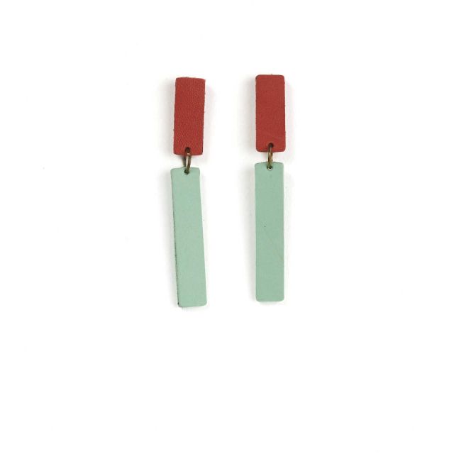 Ohrschmuck | geschmeidiges Leder | Korallrot und mint matt