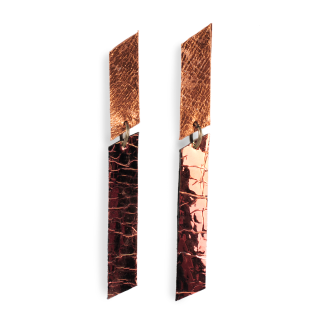 Ohrschmuck | Leder | orange & gr&uuml;n schimmernd