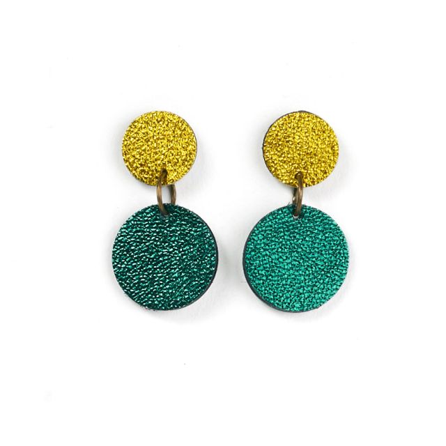 Ohrschmuck | geschmeidiges Leder | goldgelb & tannengrün metallic