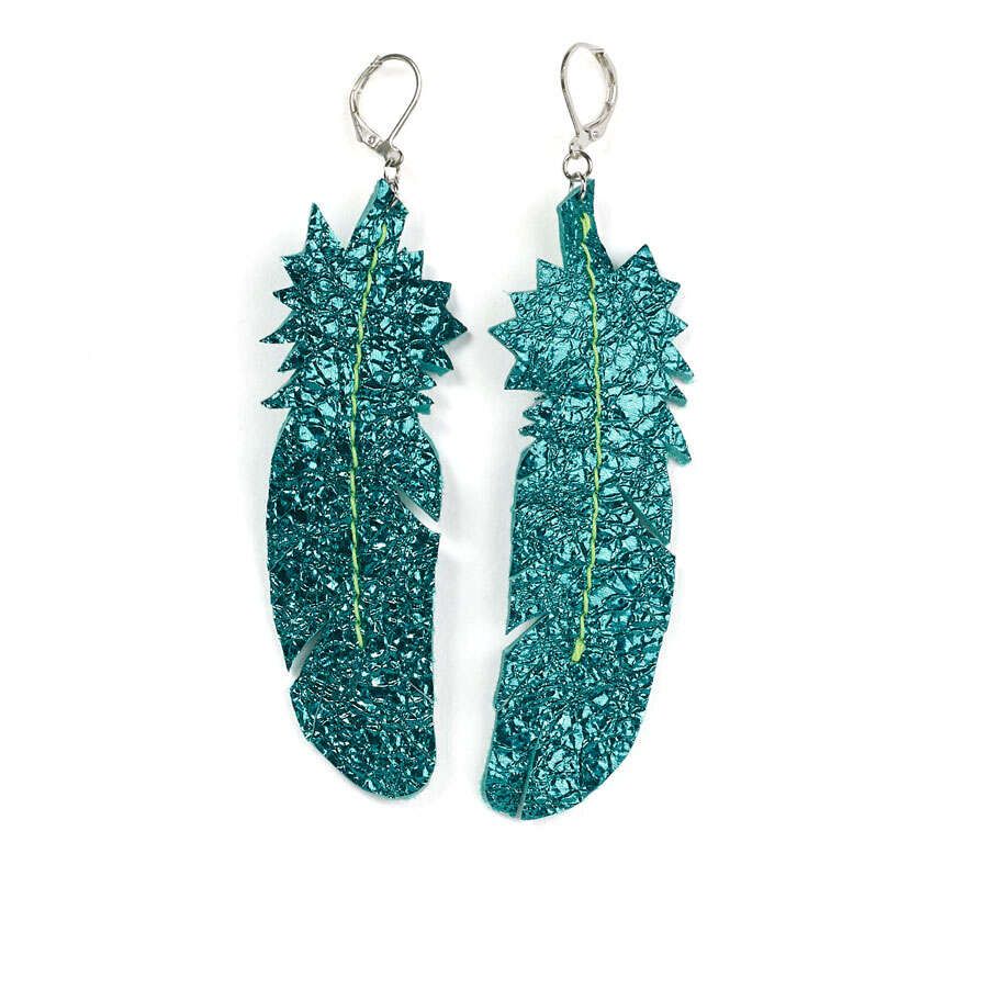 EARRING FEATHER - laguna green_01