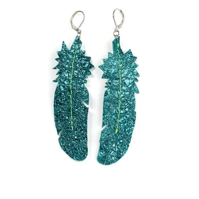 Ohrschmuck | Leder | t&uuml;rkis metallic