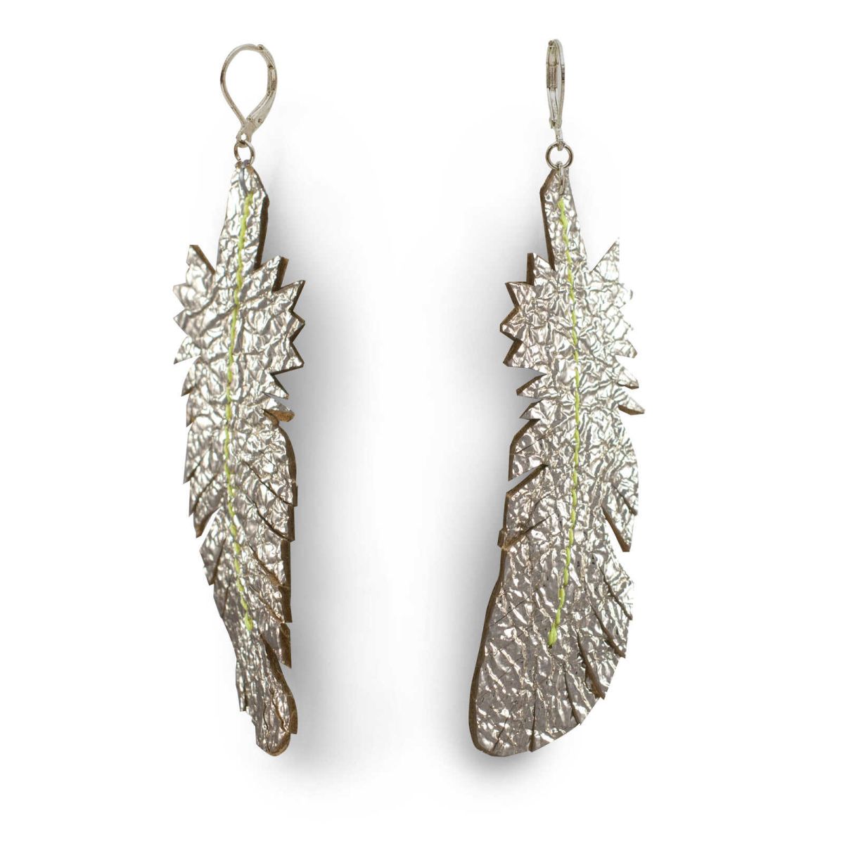 EARRING FEATHER - blacksilver rib