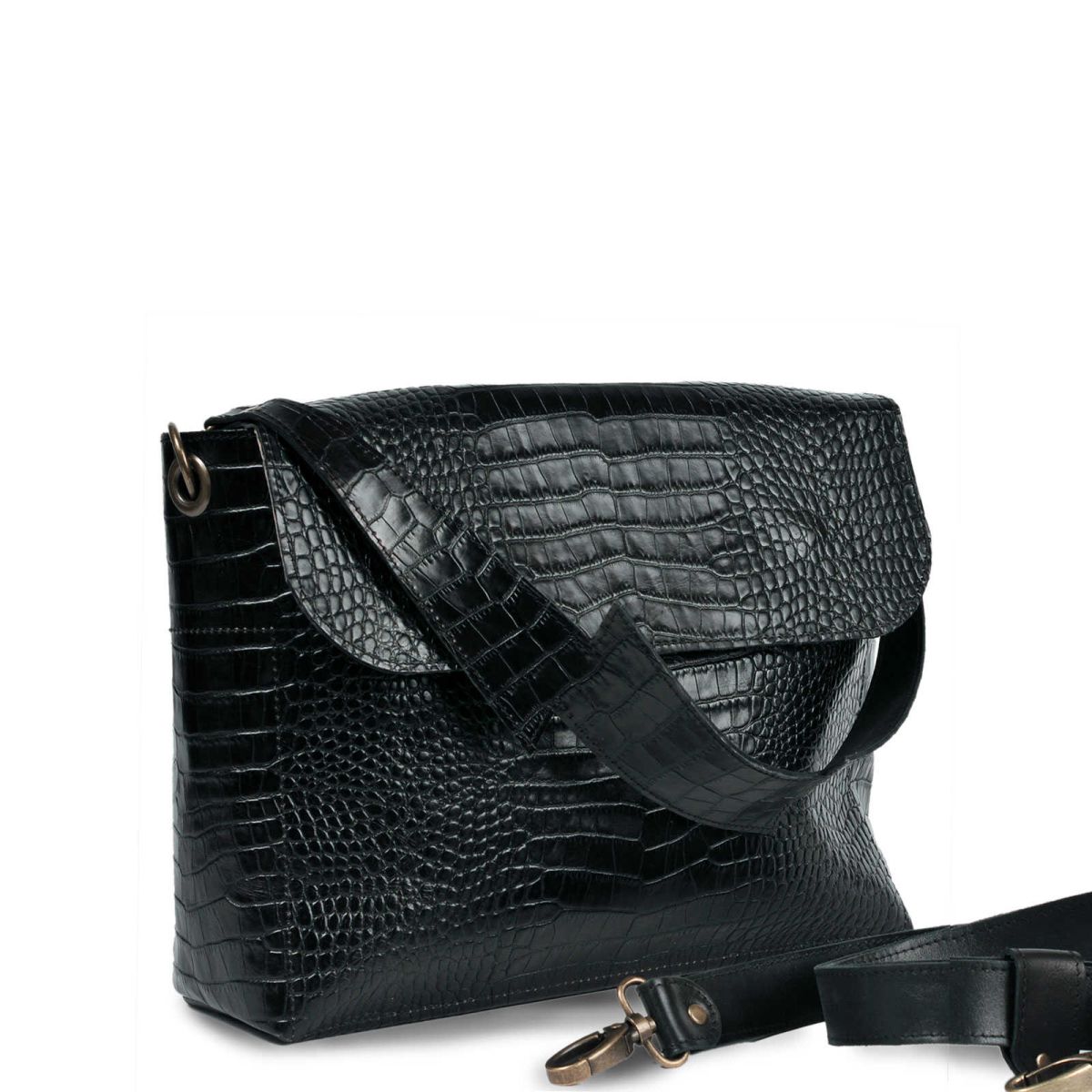 SATCHEL BAG - coal kroko - JEANETTE