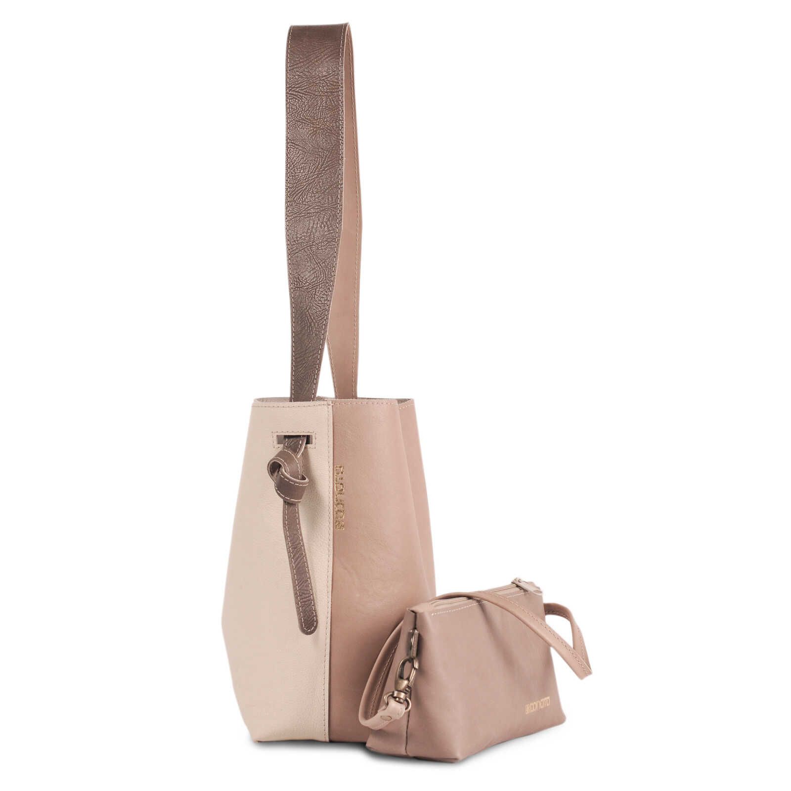 Schultertasche - BARBARA | Rindsleder | creme & sandfarben