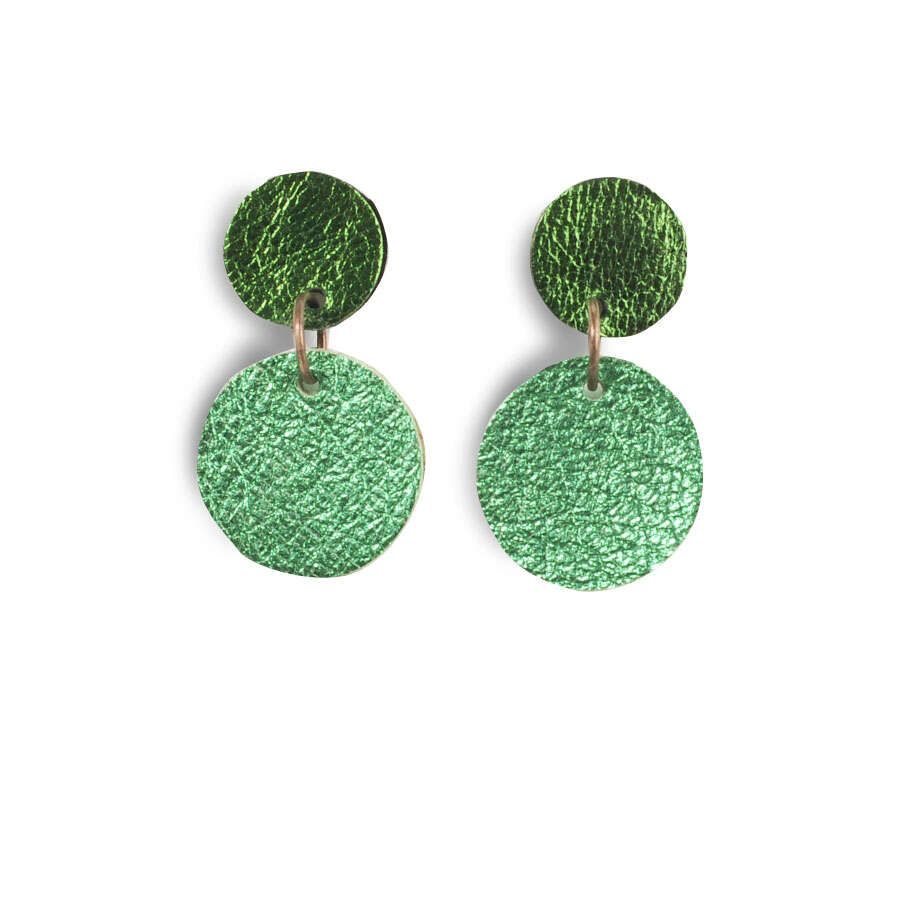 Ohrschmuck | geschmeidigem Leder | green & green metallic