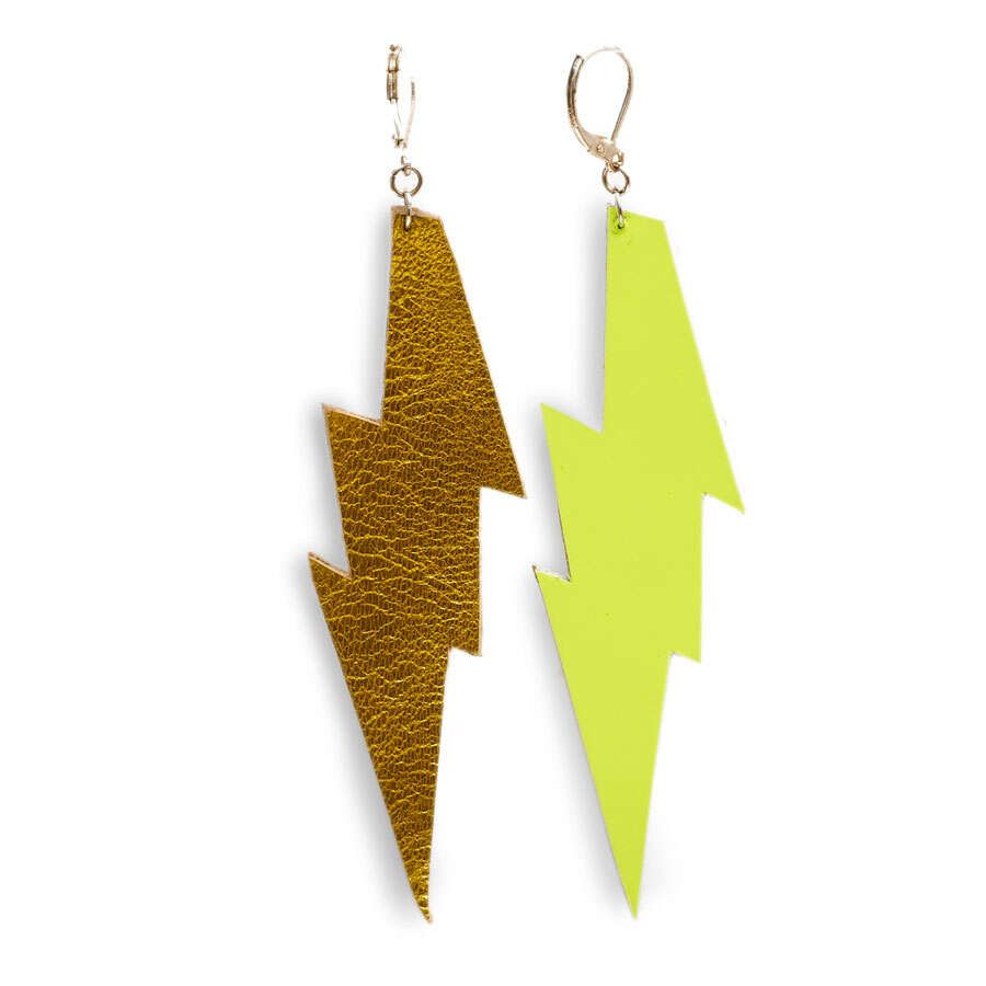 Ohrschmuck | Leder| gelb metallic & neon