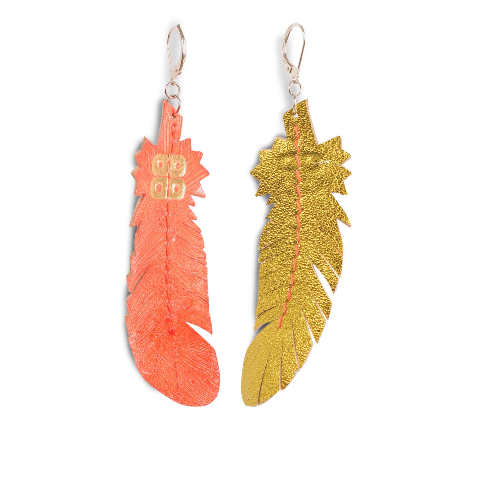 Ohrschmuck - FEATHER | Leder | sun gold