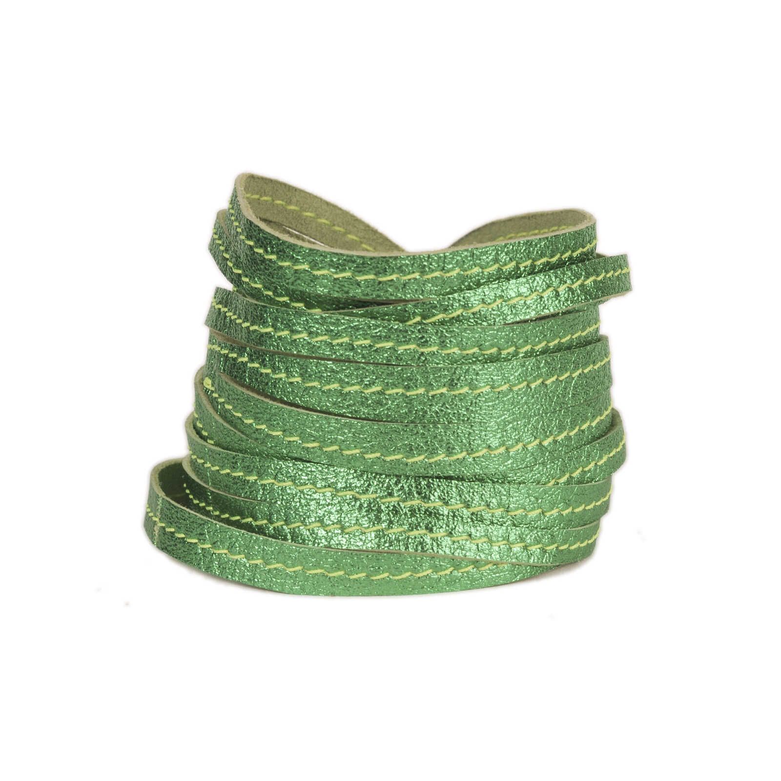Armband - BANGLES | weiches Leder | grün & glänzend