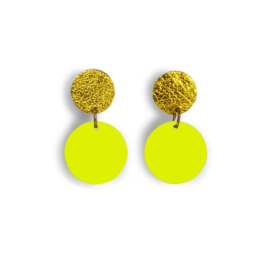 Ohrschmuck | geschmeidiges Leder | gelb neon