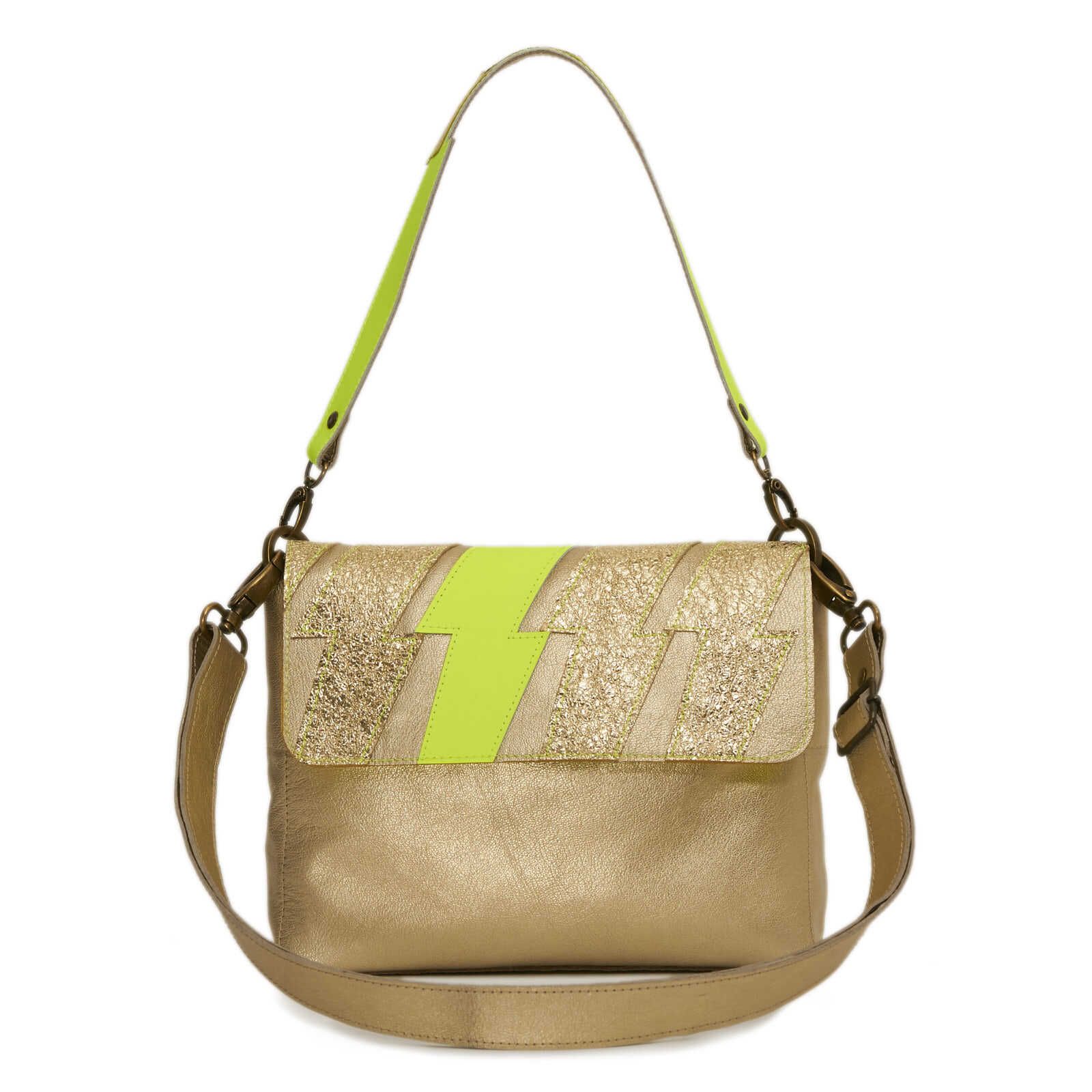 Crossbodybag - TESS | Leder | gold neon