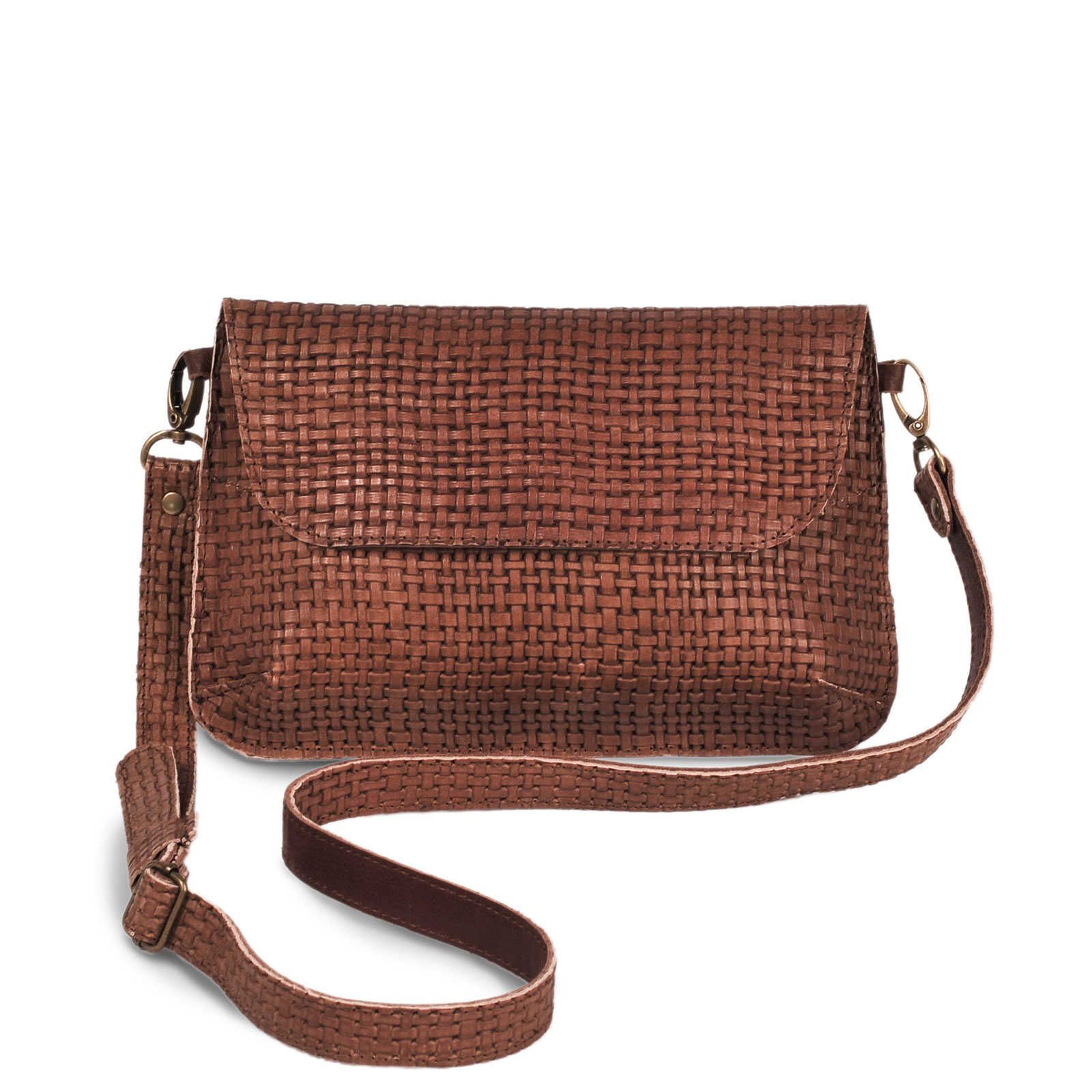 CLUTCH - CRISTINA |  Leder Flechtoptik | oak