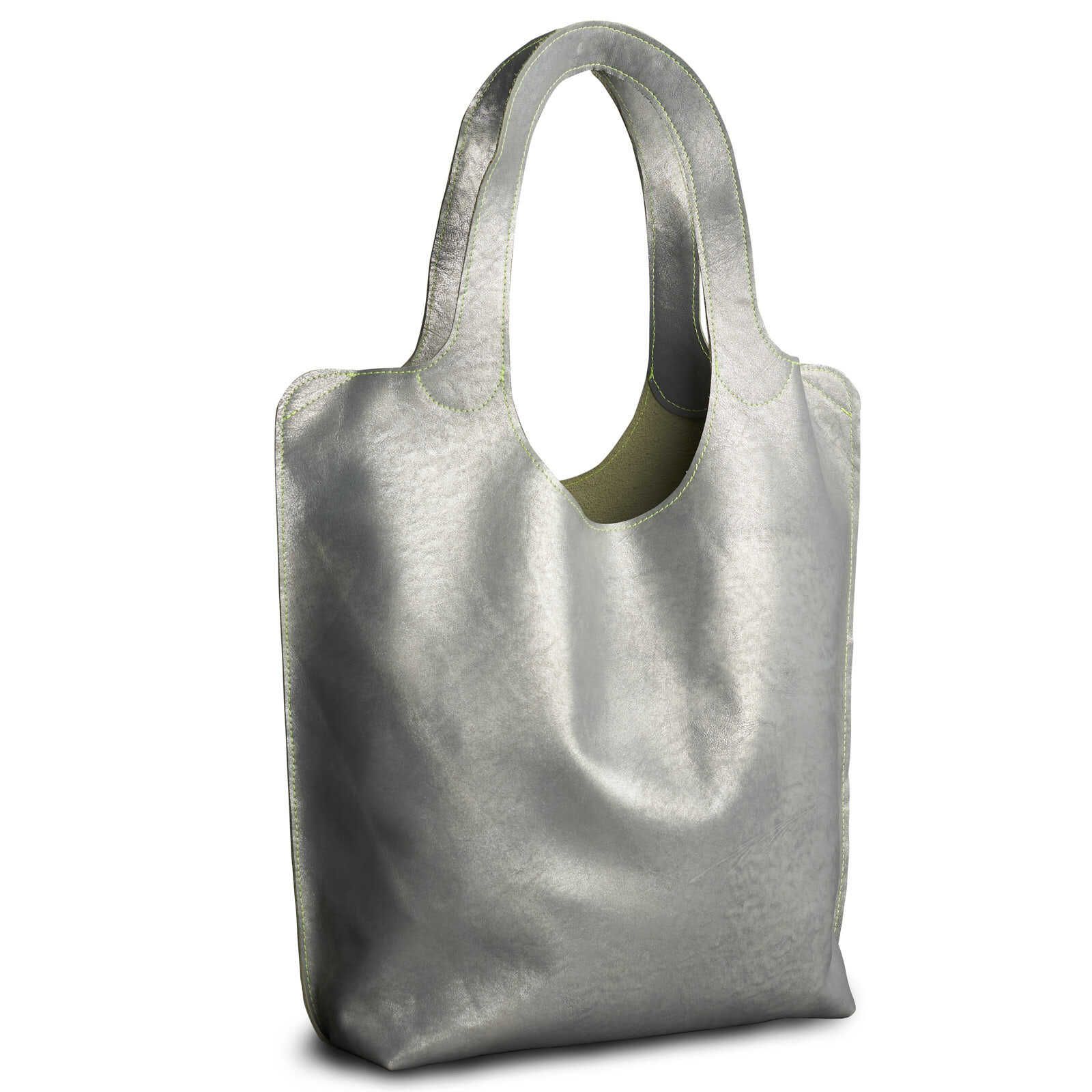 Shopper - CÉCILE | Rindsleder | silber matt