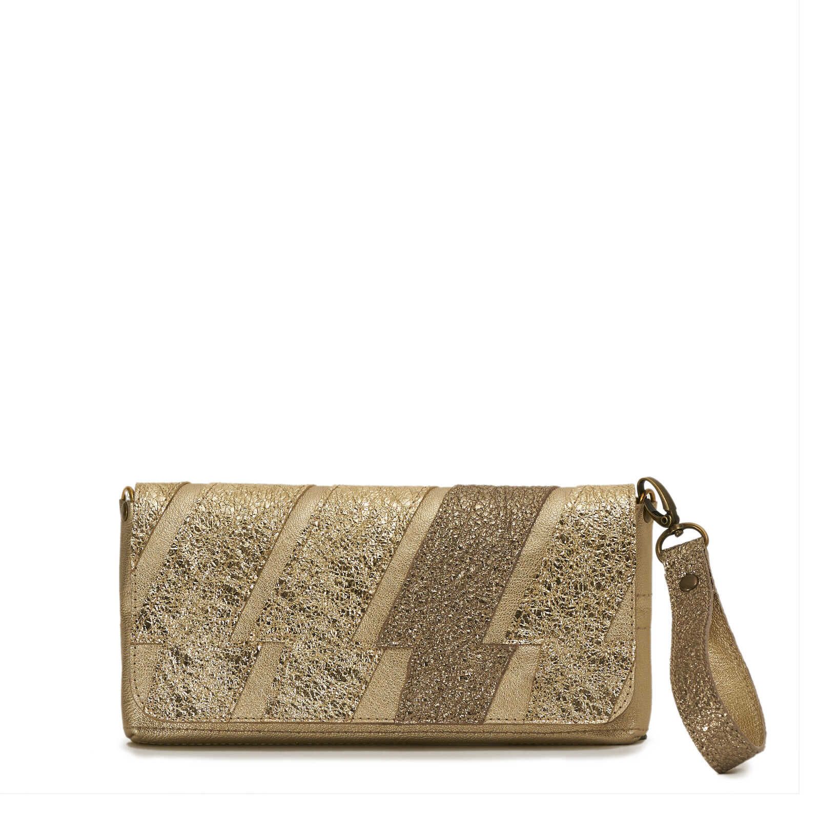 CLUTCH - LUNA | Ziegenleder | gold rib gold